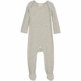 Serendipity Sage/Ecru Baby Suit Stripe Feet Trend Appealing