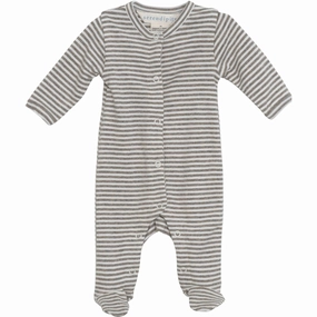 Serendipity Taupe/Offwhite Newborn Suit With Feet Inspiring Timeless