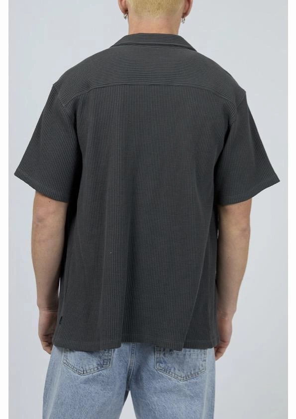 Session Waffle Short Sleeve Shirt Charcoal varley sale
