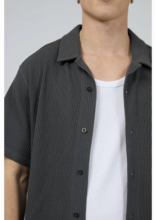 Session Waffle Short Sleeve Shirt Charcoal varley sale