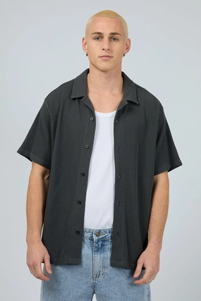 Session Waffle Short Sleeve Shirt Charcoal varley sale sale dresses