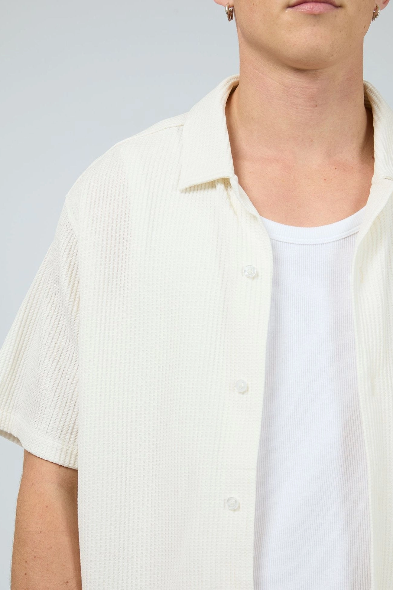 Session Waffle Short Sleeve Shirt Natural sale designer