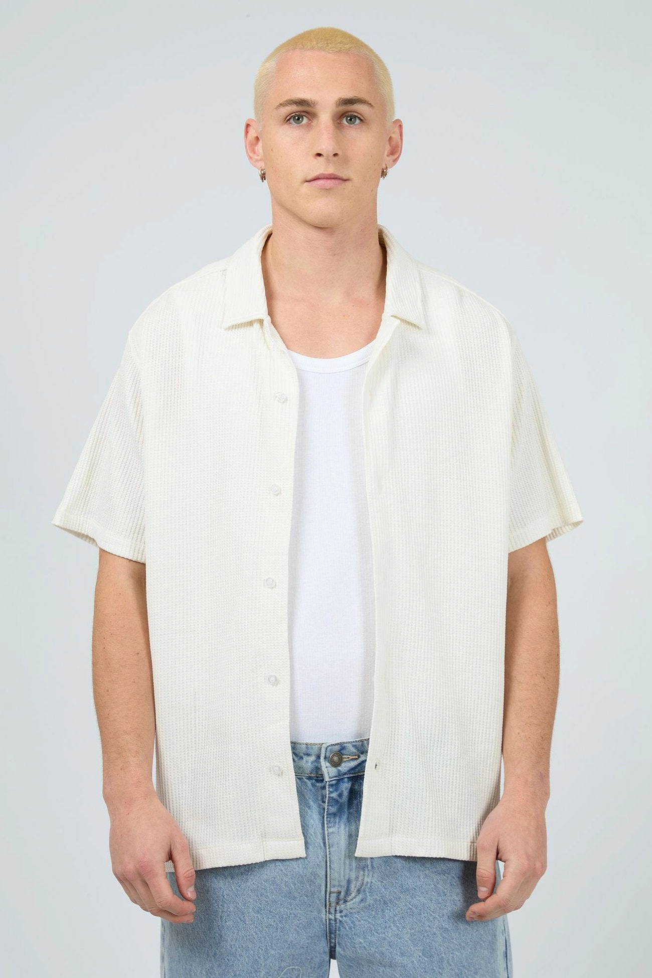 Session Waffle Short Sleeve Shirt Natural sale designer sale makeup
