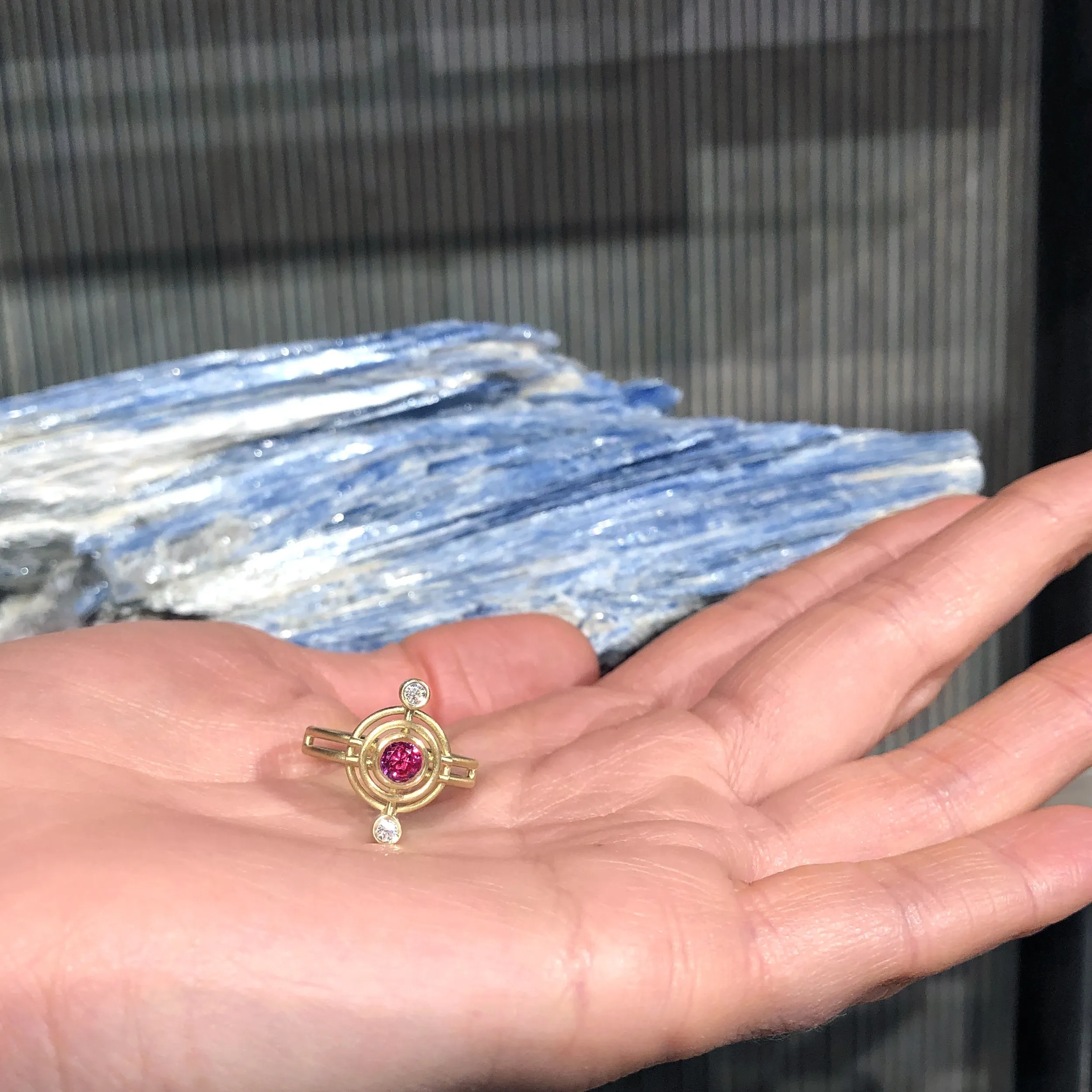 Shimell & Madden Pink Sapphire White Diamond One of a Kind Double Circle Galaxy Ring