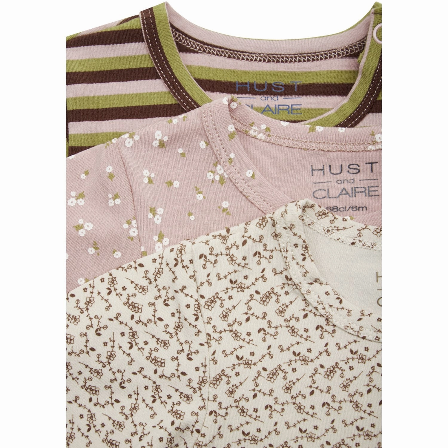 Signature Hust & Claire Dusty Rose Baby Blue Bodysuit 3-Pack