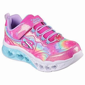 Signature Skechers Flutter Heart Light Sneakers With Multi Glitter Hot Pink Lavender Fashion