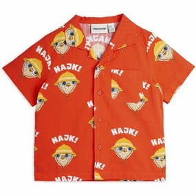 Silk Mini Rodini Red Hike Aop Woven T-Shirt Signature