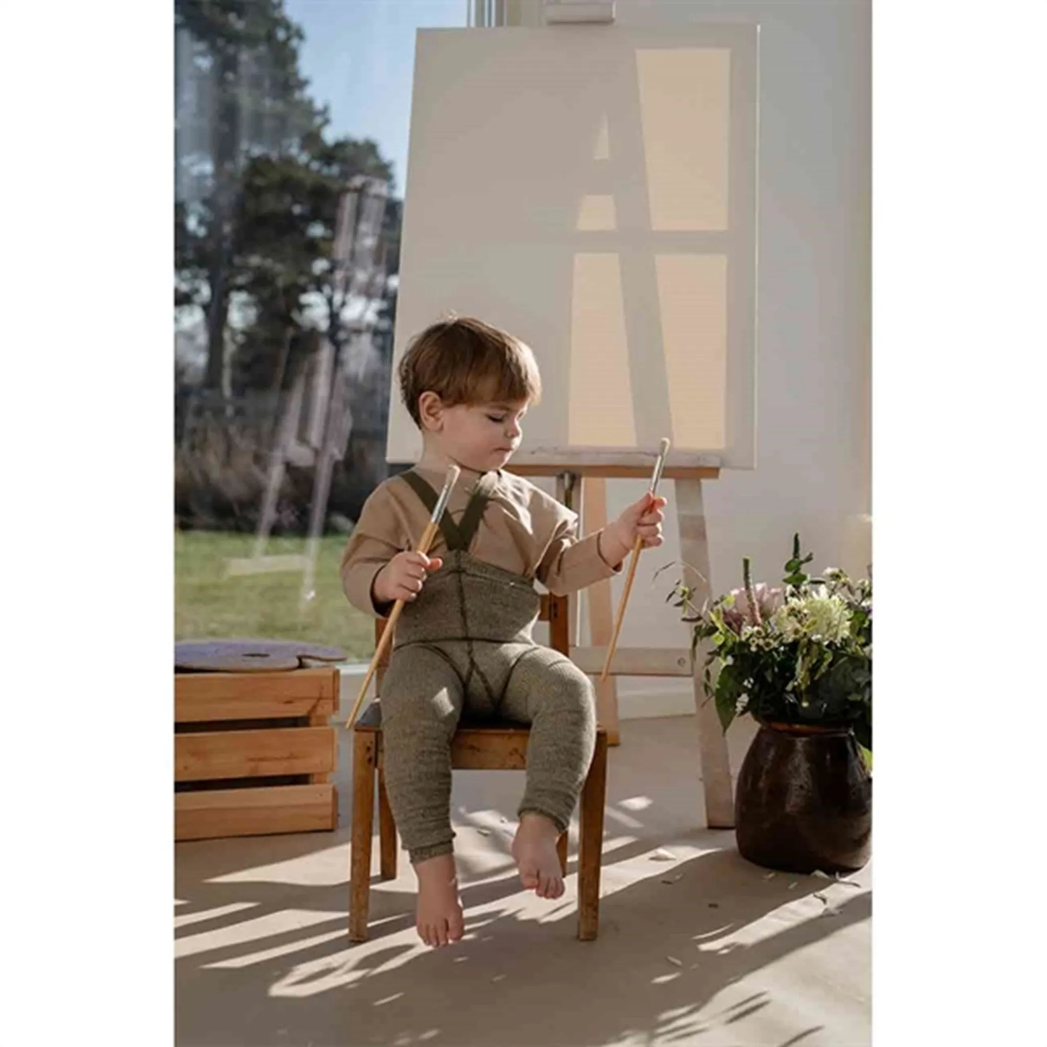 Silly Silas Footless Tights Olive Comfortable