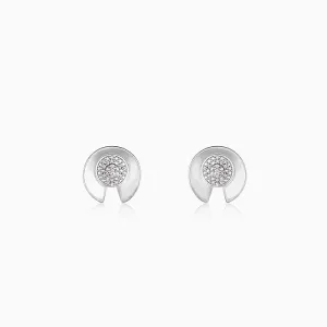 Silver Shimmering Love Stud Earrings