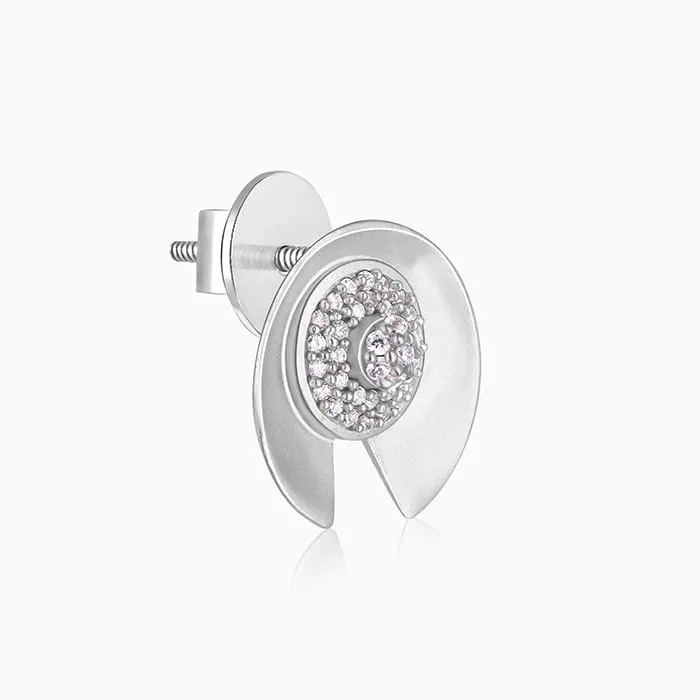 Silver Shimmering Love Stud Earrings