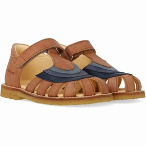 Skate shoes Angulus Tan/Navy/Indigo/Blue FAnd Colourblock Regnbuesandal Med Velcro Cushioned insoles