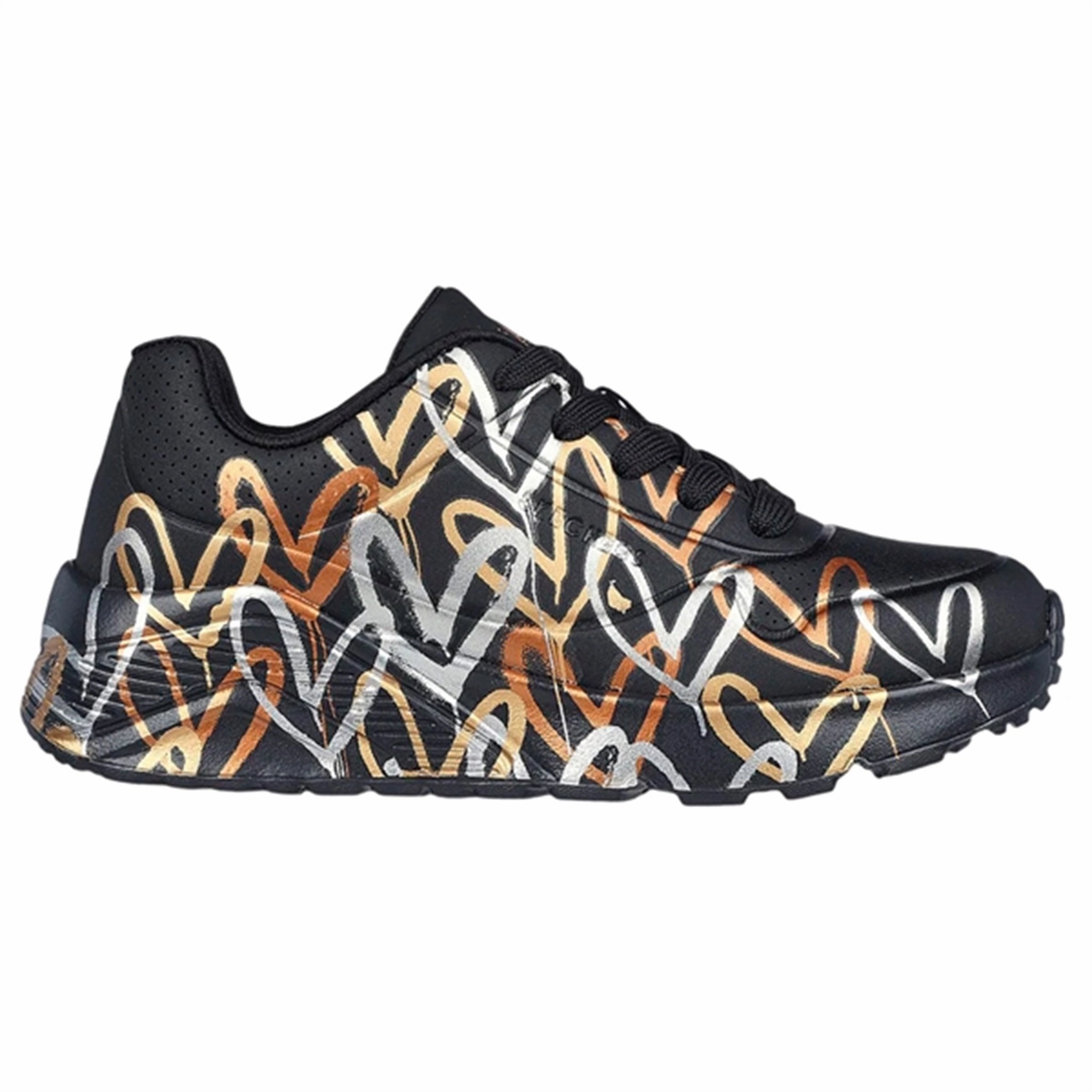 Skechers Girls Uno Sneakers Lite Black Gold Premium Quality Luxury