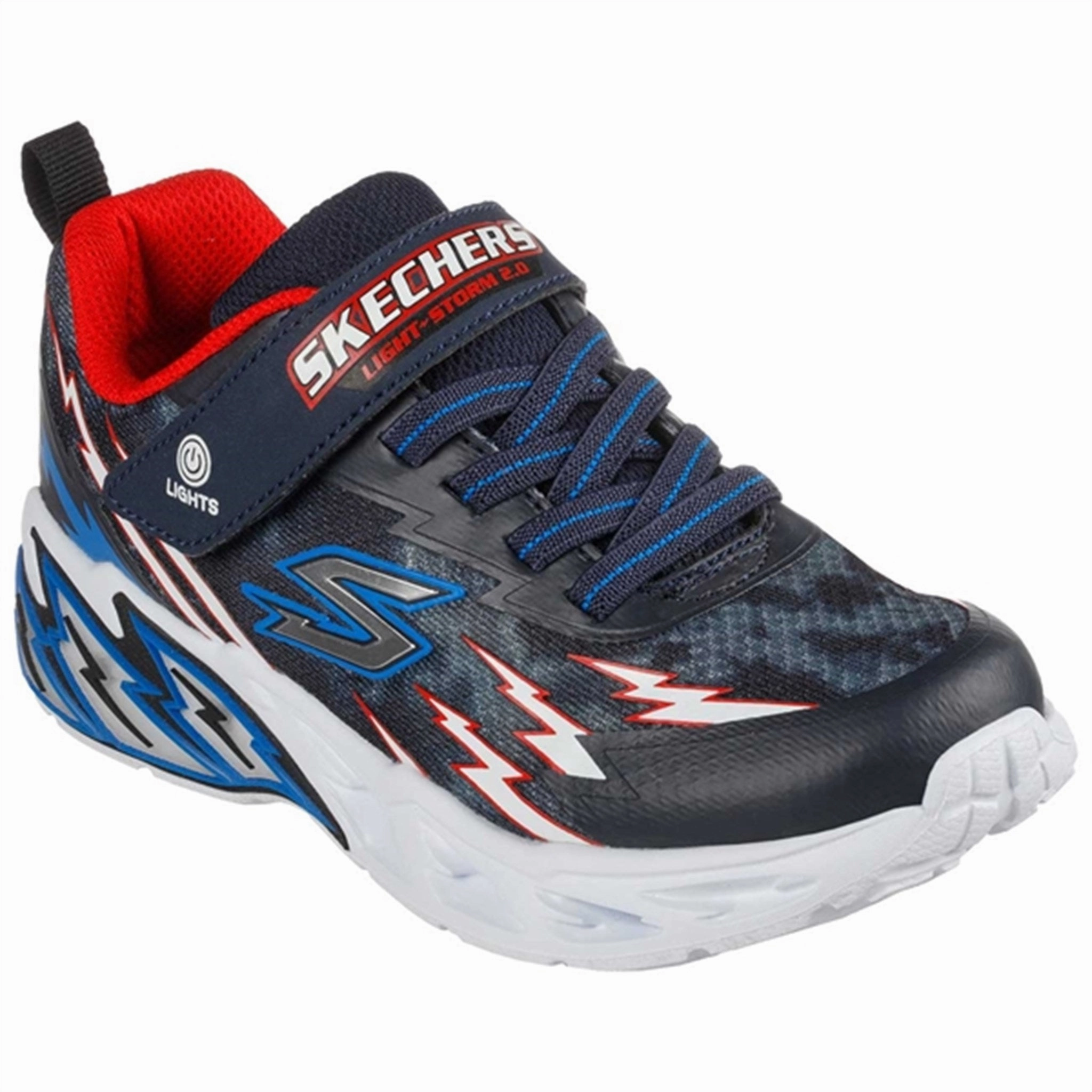 Sought-after Skechers S-Lights Sneakers Light Storm 2.0 Navy/Red Captivating
