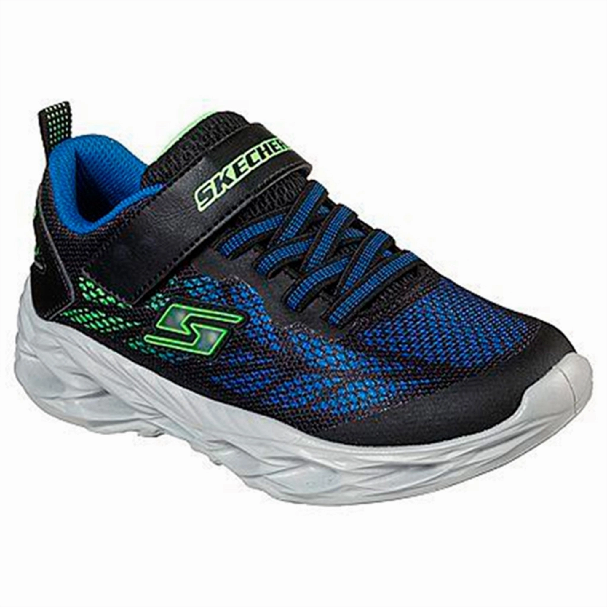 Skechers S-Lights Vortex Flash Black Blue Lime Premium Quality Contemporary