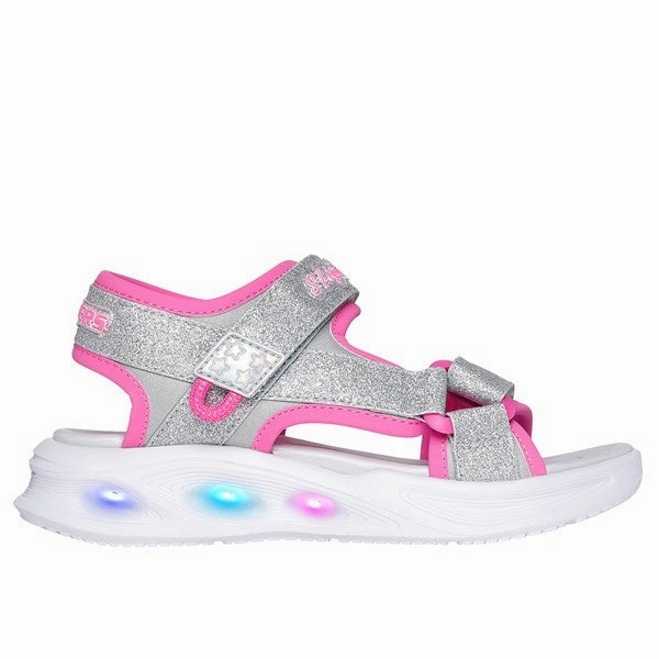 Skechers Sola Glow Sandal Silver Hot Pink Custom shoes