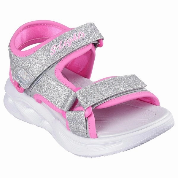 Skechers Sola Glow Sandal Silver Hot Pink Custom shoes Winter shoes