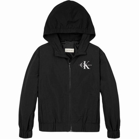 Sleek Calvin Klein Ck Black Essential Monologo Windbreaker Jacket Coveted