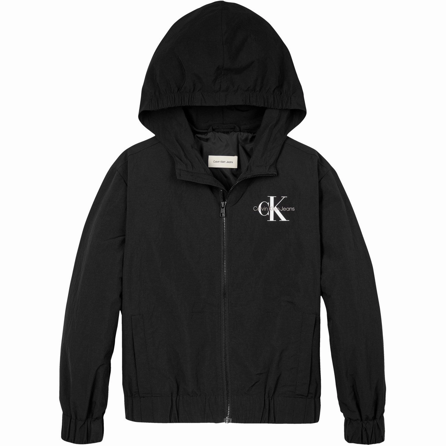 Calvin Klein Ck Black Essential Monologo Windbreaker Jacket Renowned Majestic