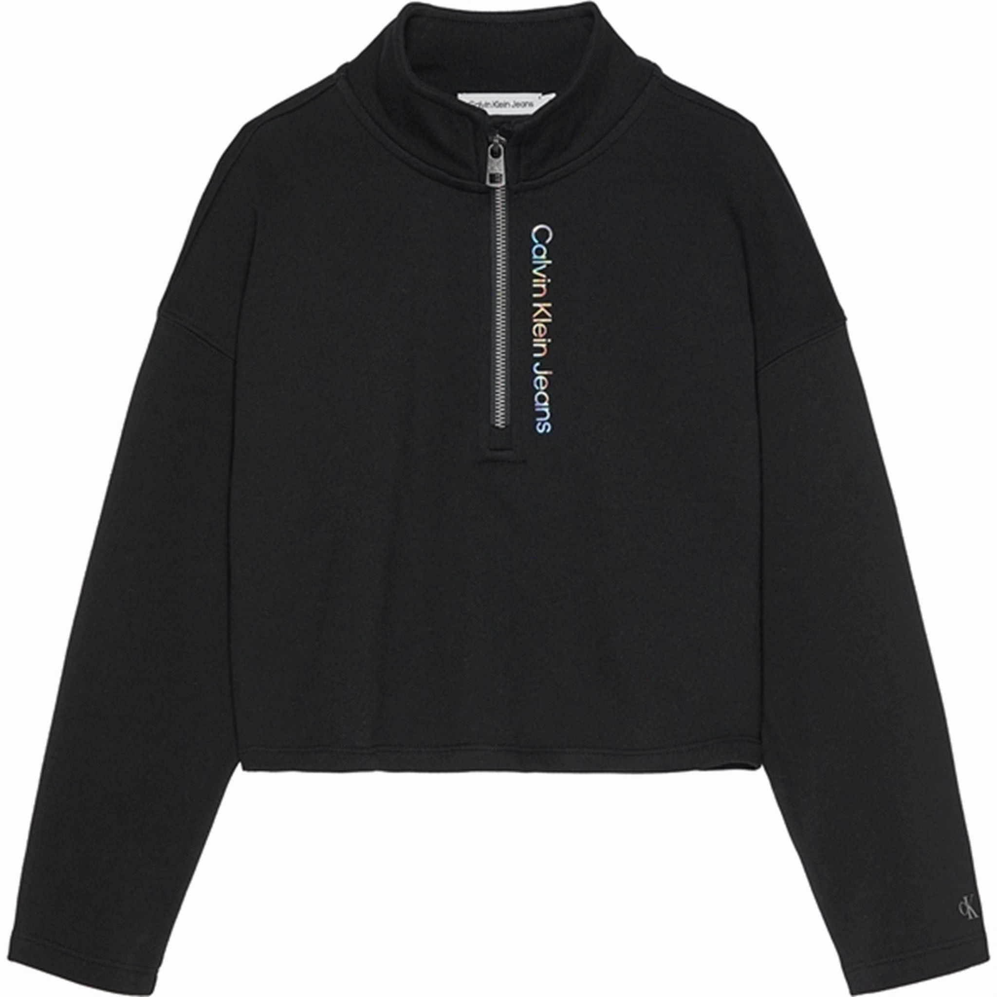 Sleek Calvin Klein Logo Zip Up Sweatshirt Black Artisanal
