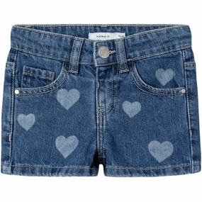 Sleek Name It Denim Blue Heart Rose Regular Denim Shorts Rare
