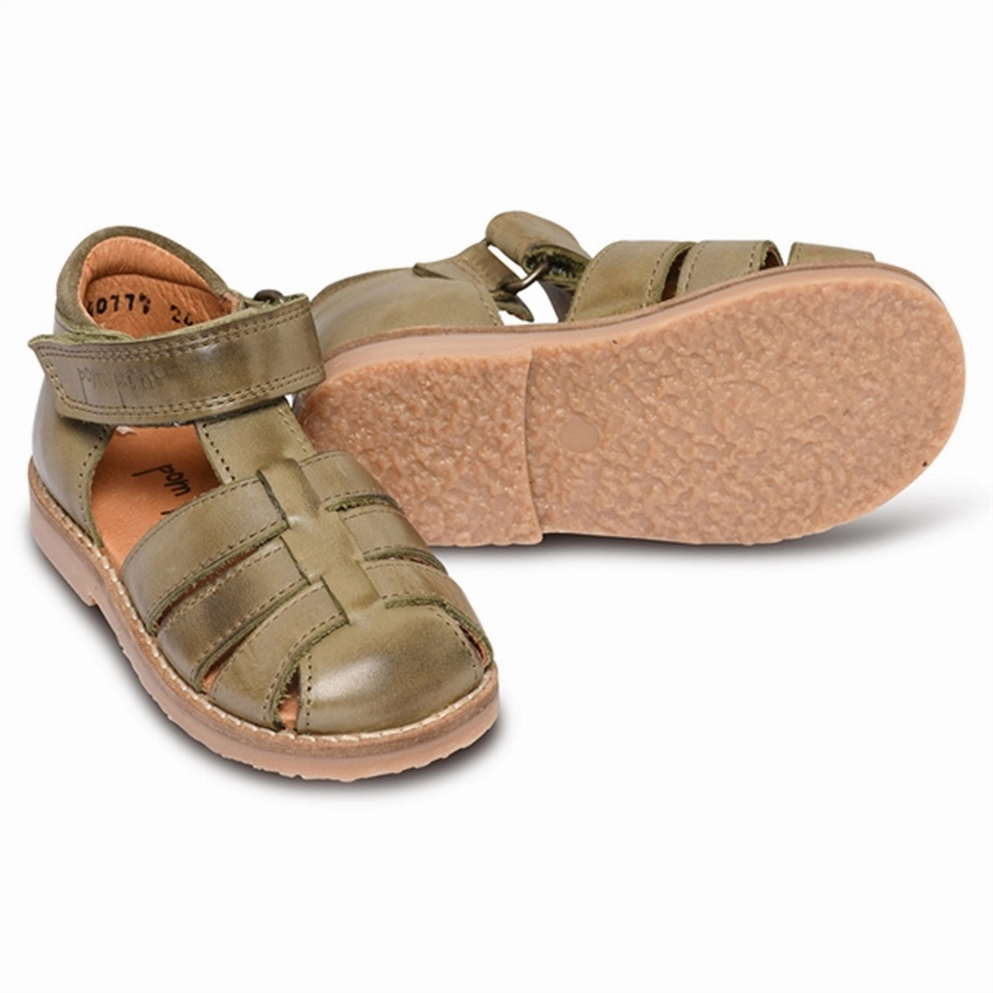 Slip-on Pom Pom Sandal Dusty Olive Printed shoes