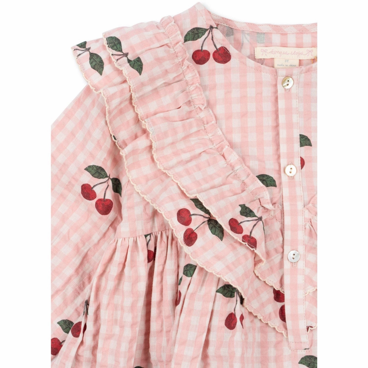 Soft Konges Sljd Cherry Check Kim Frill Dress Gots
