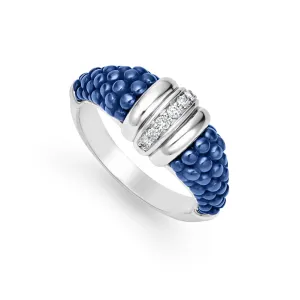 SS BLUE CAVIAR ULTRAMARINE CRM DIA 1 ROW TAPER RING