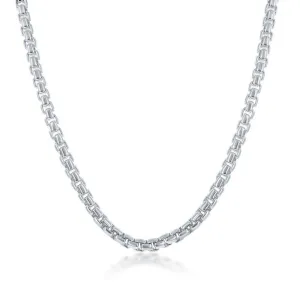 Sterling Silver 4mm Round Box Chain, 9"