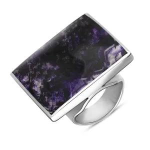 Sterling Silver Blue John Hallmark Large Square Ring