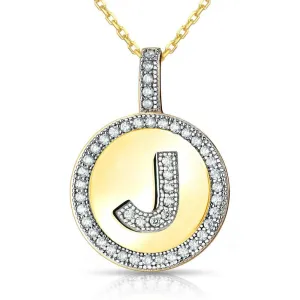 Sterling Silver Gold Plated Circle "J" Pendant with Chain