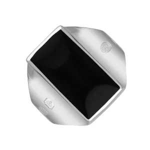 Sterling Silver Whitby Jet Hallmark Small Oblong Ring