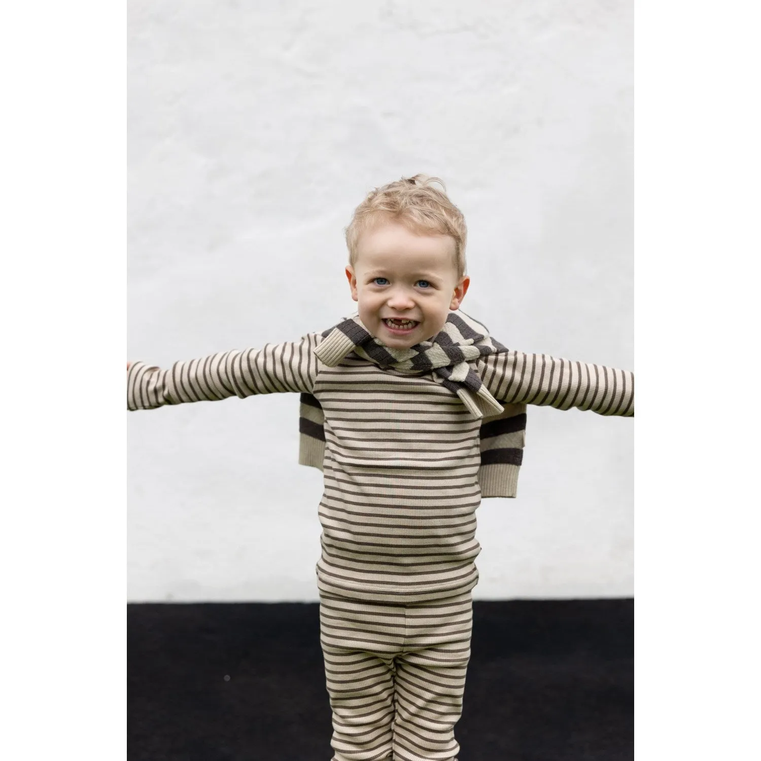 Stitch Petit Piao Chocolate Brown/Dark Off White Leggings Modal Striped