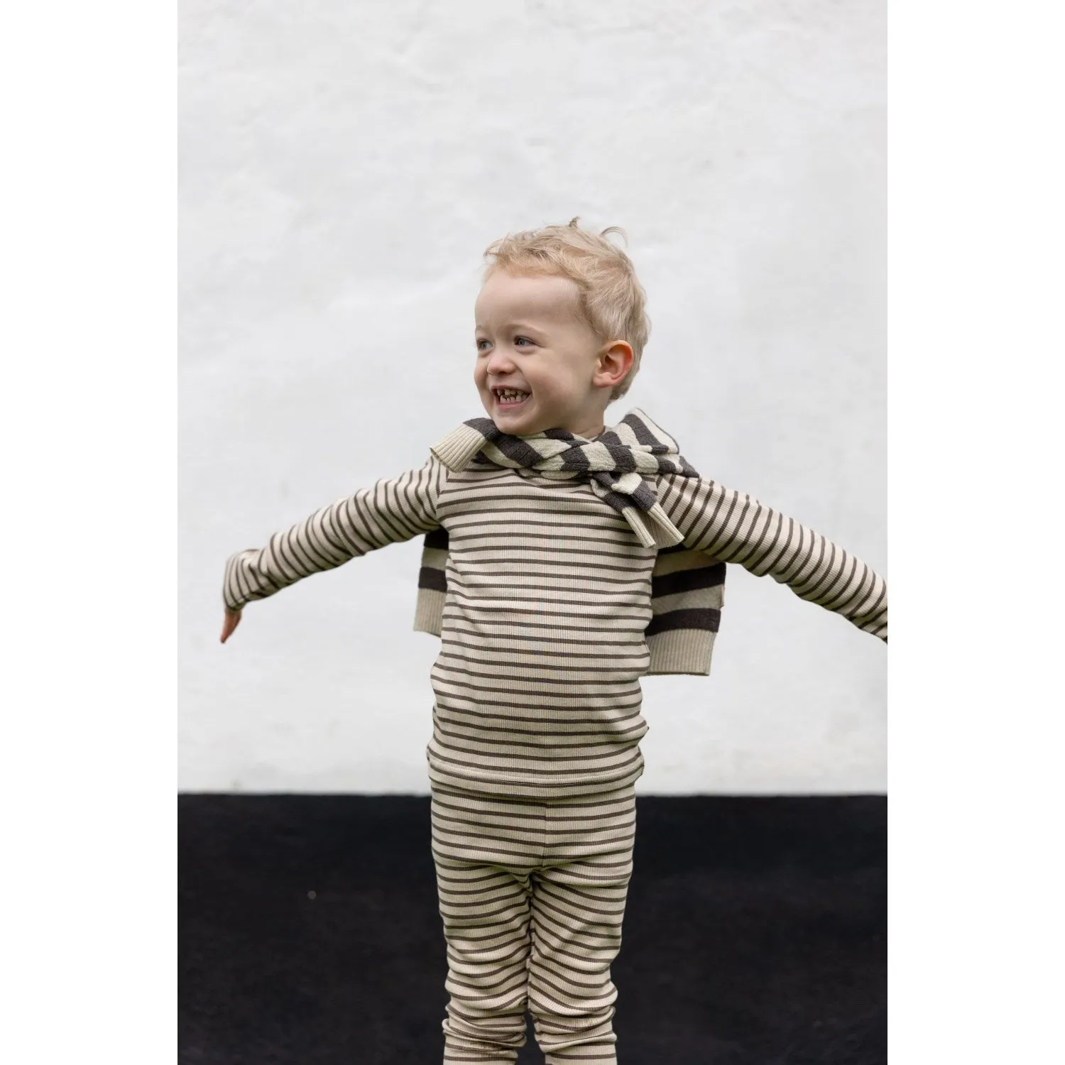Stitch Petit Piao Chocolate Brown/Dark Off White Leggings Modal Striped