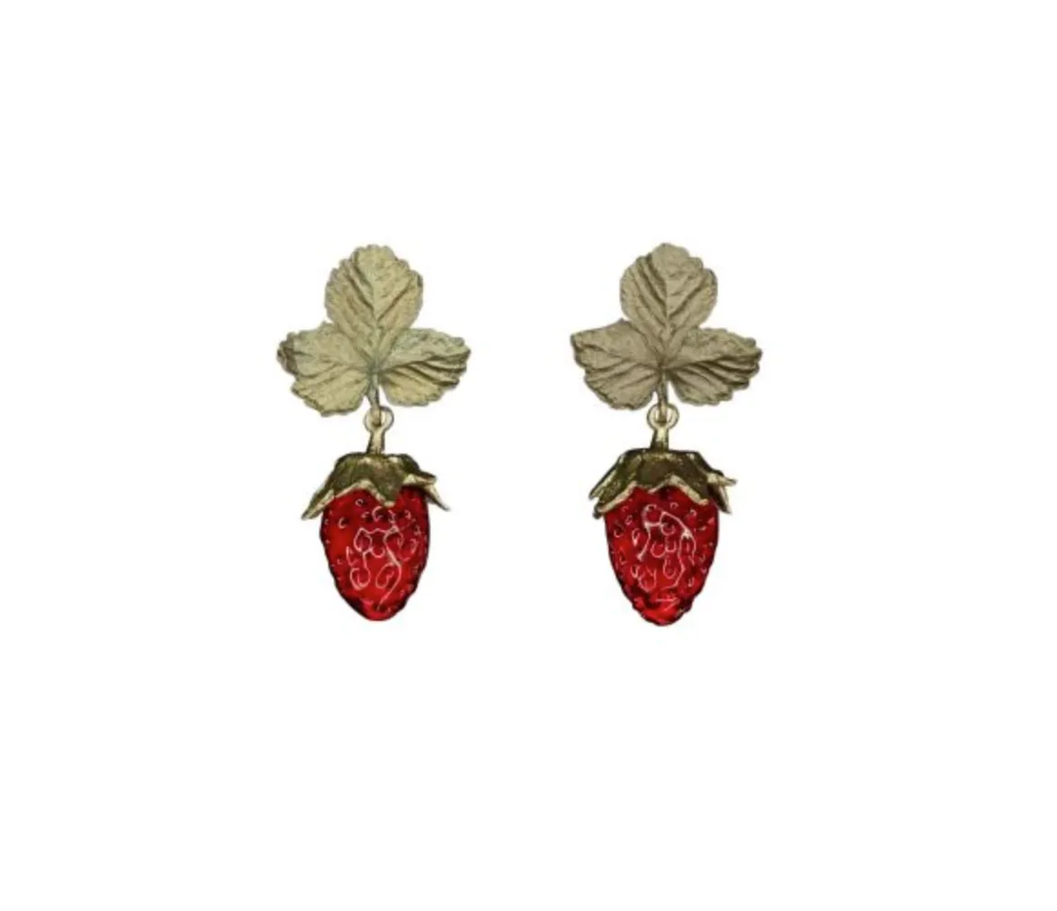 Strawberry Stud Drop Earrings
