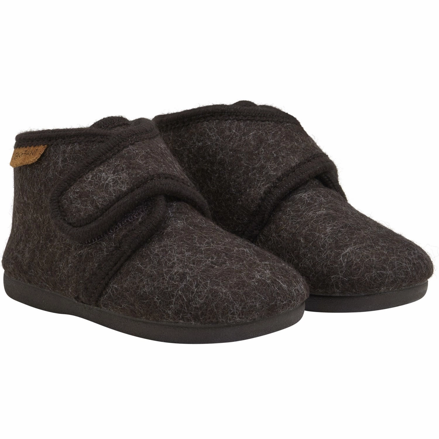 En Fant Chocolate Melange Slippers Wool Velcro Opulent Valuable