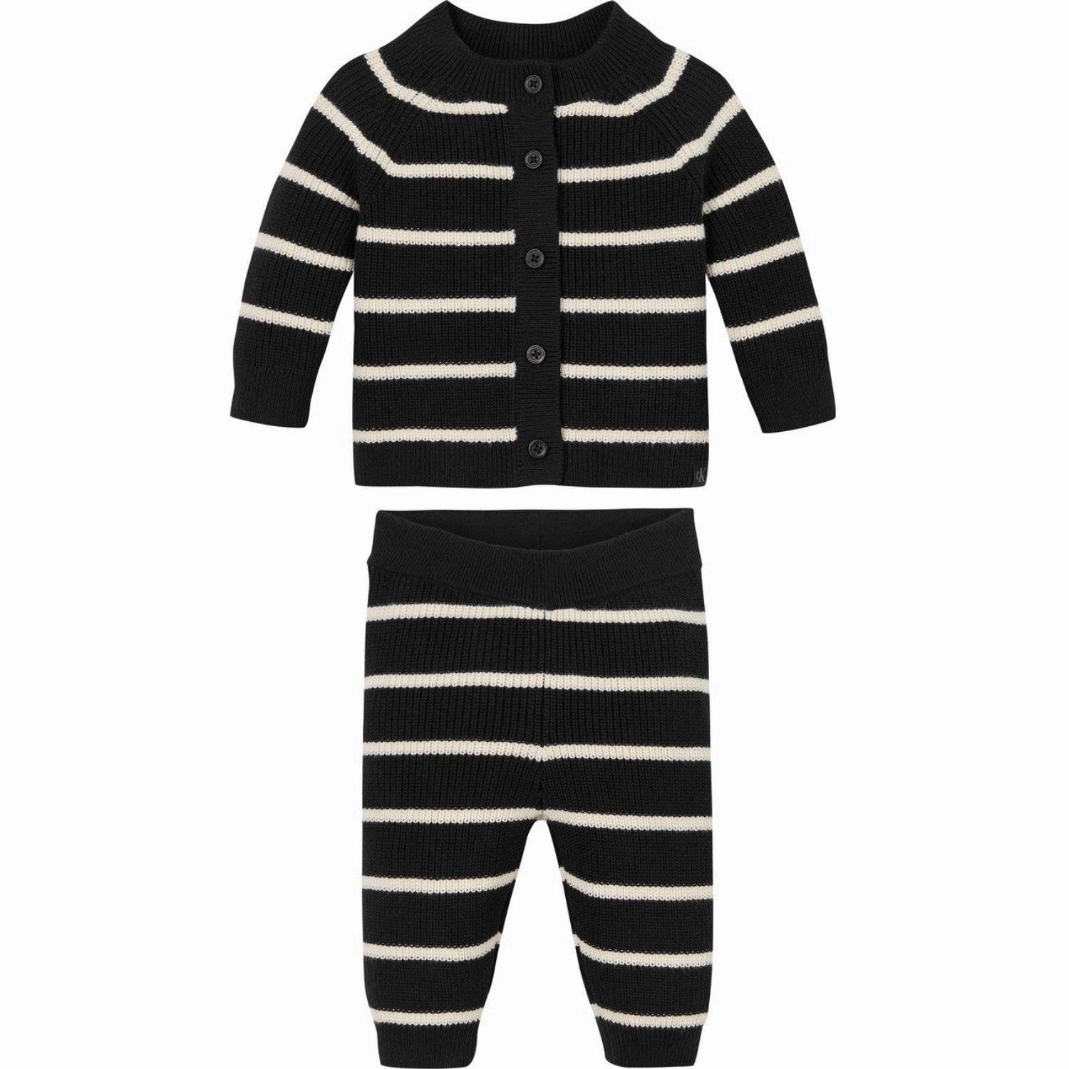 Precious Calvin Klein Ck Black/ Whitecap Gray Stripe Knitted Stripe Set Treasure
