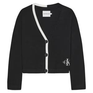 Supremacy Calvin Klein Contrast Knit Cardigan Ck Black Elegant