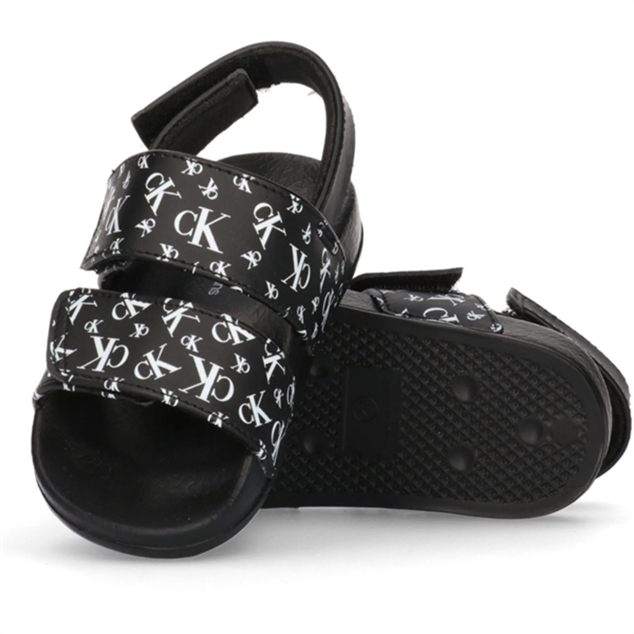 Calvin Klein Logo All Over Velcro Sandal Black Respected Exceptional