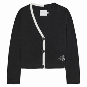 Supremacy Calvin Klein Contrast Knit Cardigan Ck Black Elegant