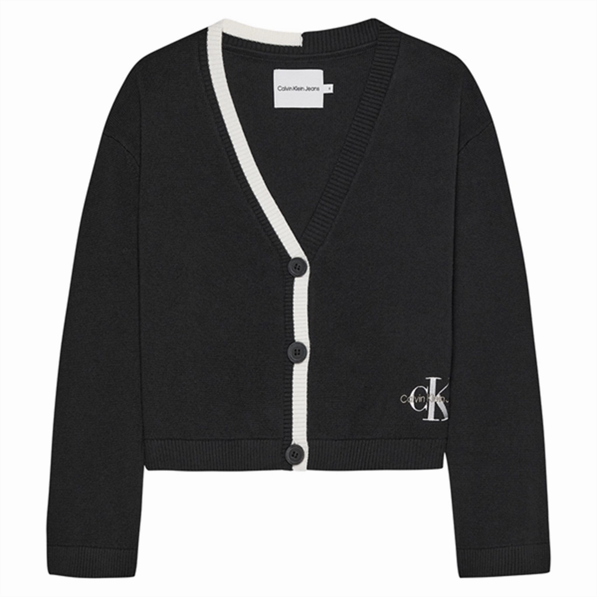 Supremacy Calvin Klein Contrast Knit Cardigan Ck Black Elegant