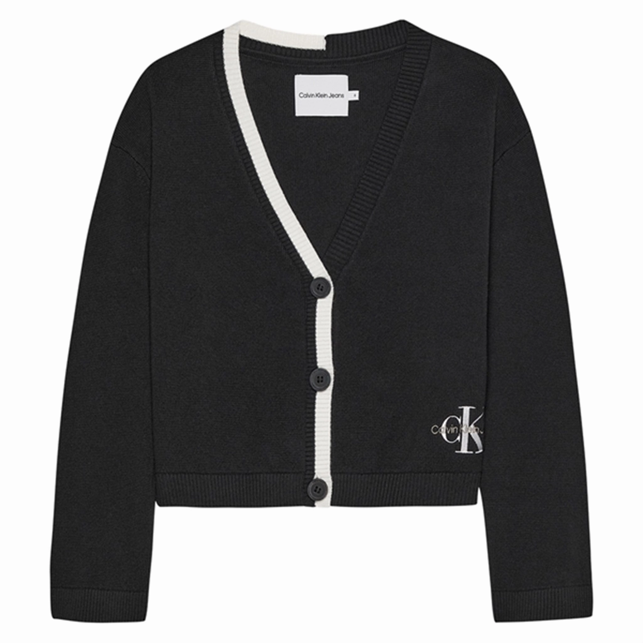 Revered Calvin Klein Contrast Knit Cardigan Ck Black Celebrated