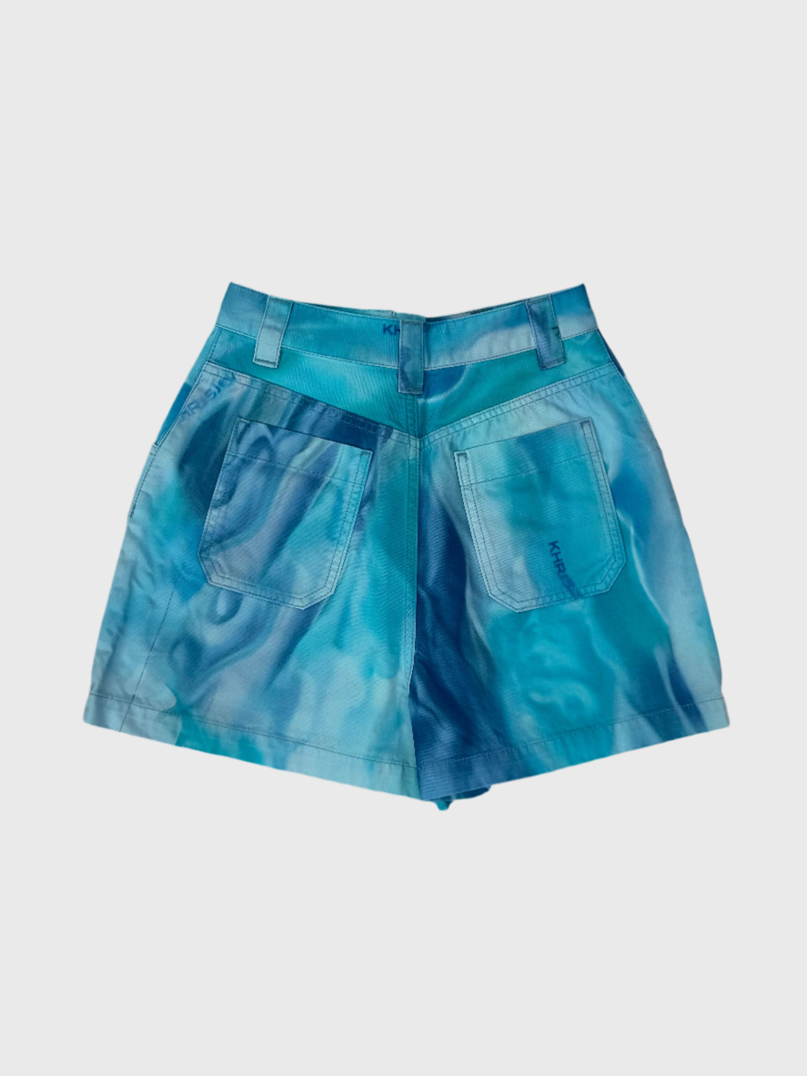 suruma in new arrivals online shopping ladies Pantaloncini Azzurri Con Stampa Acqua E Zip Frontale new collection clothing