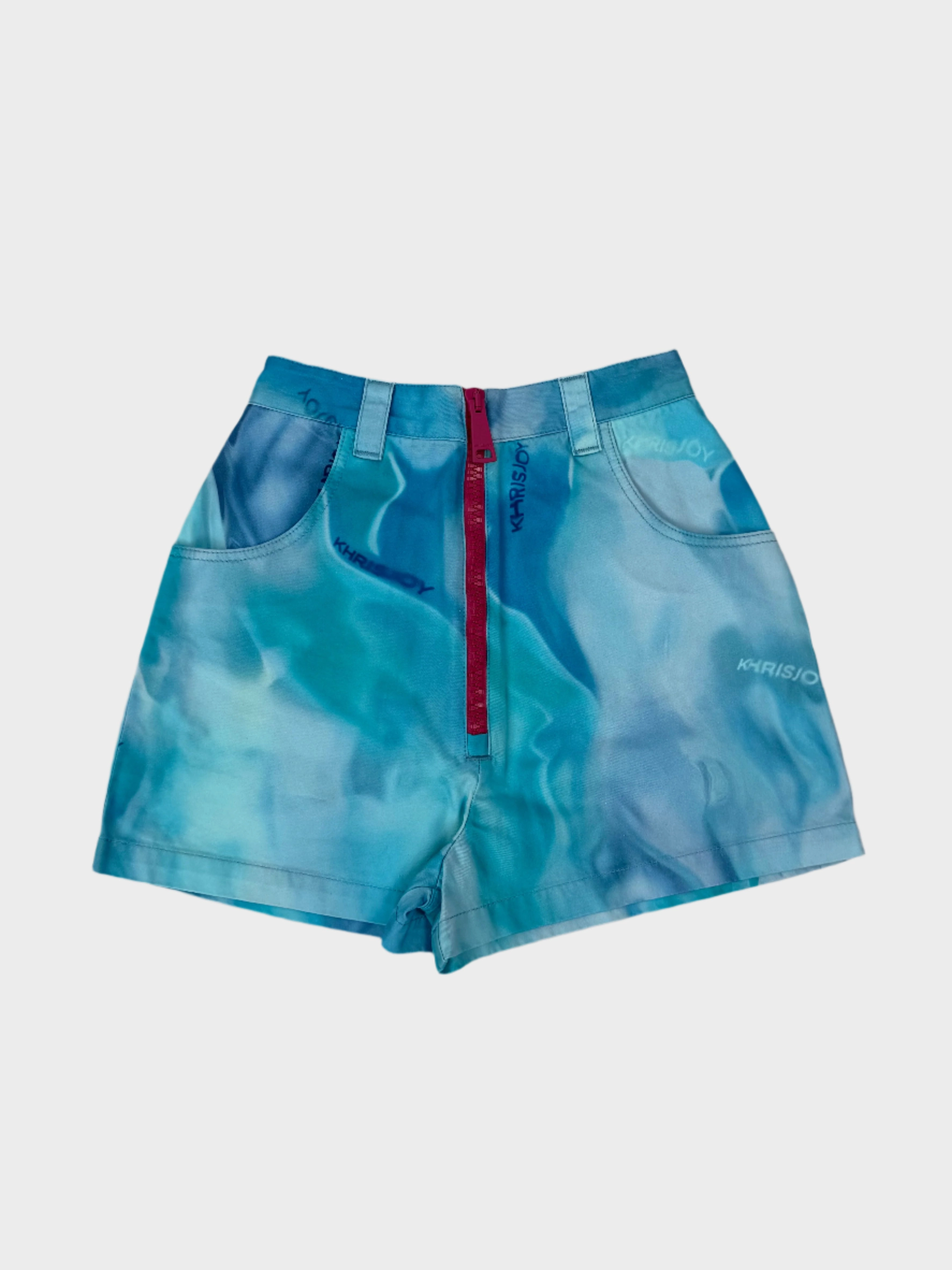 suruma in new arrivals online shopping ladies Pantaloncini Azzurri Con Stampa Acqua E Zip Frontale new collection clothing vialli new arrivals