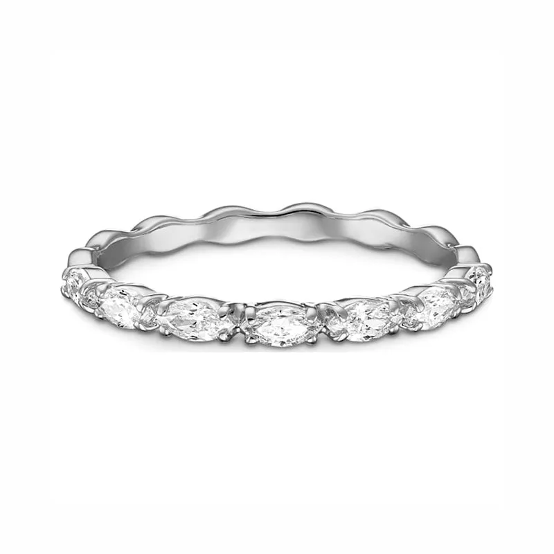 Swarovski Vittore Rhodium Plated Marquise Ring - Size 52