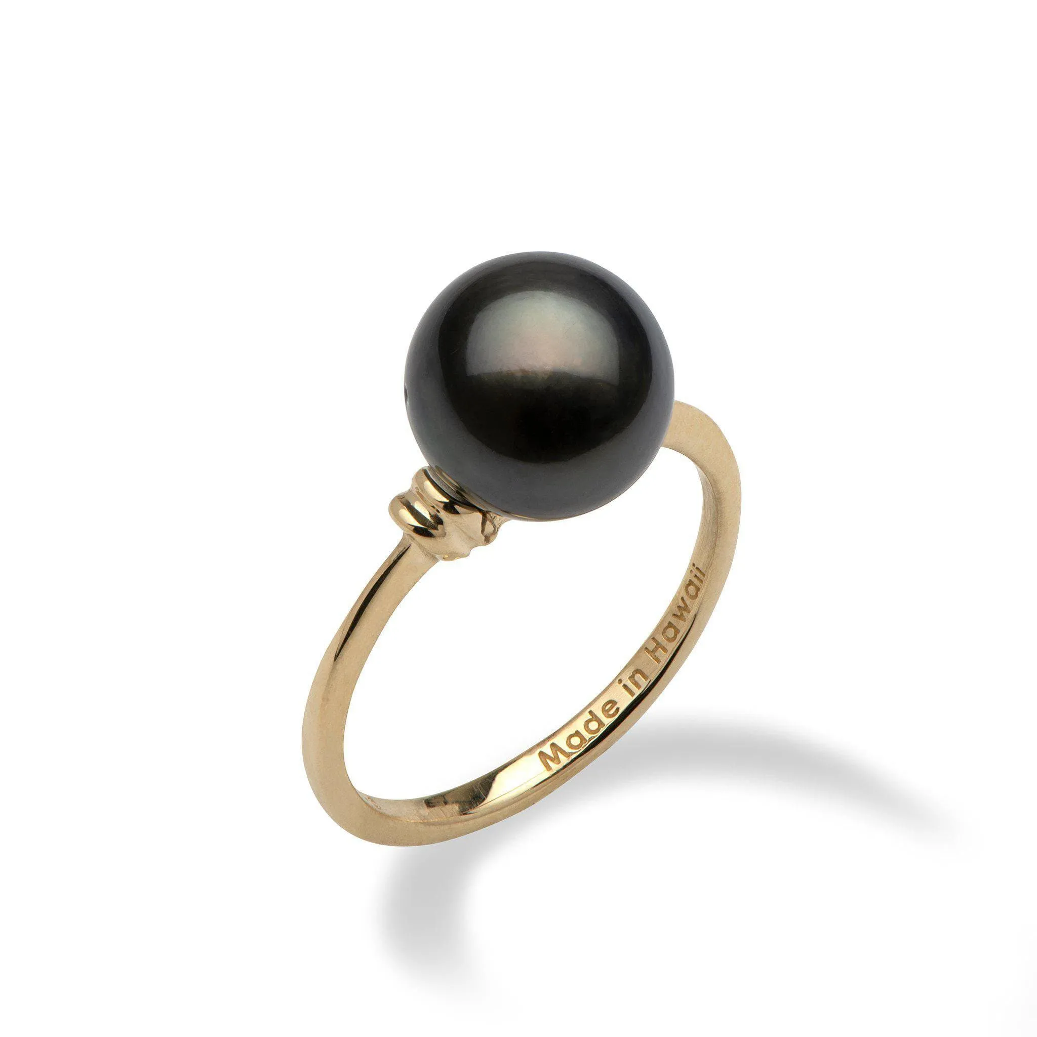 Tahitian Black Pearl Ring in Gold - 9-10mm