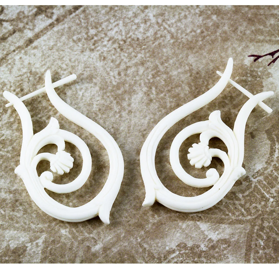 Teardrop Hoops - Bone