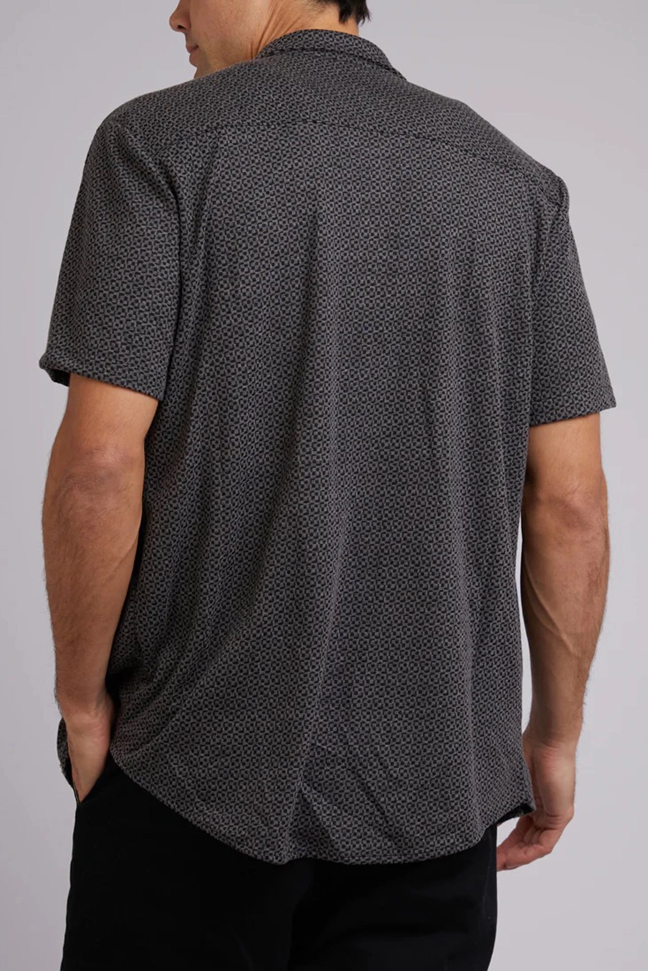 Textured Short Sleeve Shirt Black xbox sale