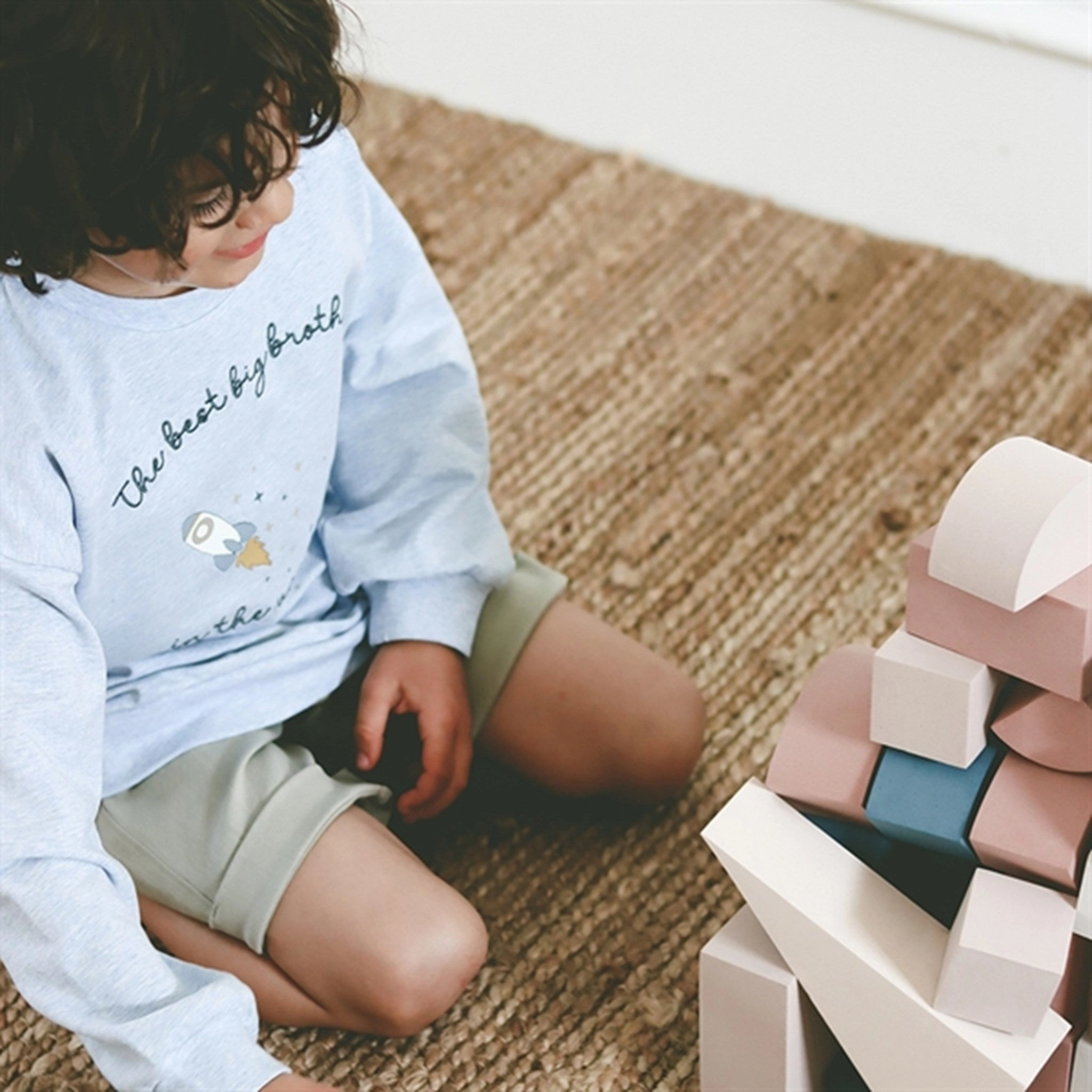 That's Mine Light Blue Melange Finley Little Brother Sweatshirt Pleat