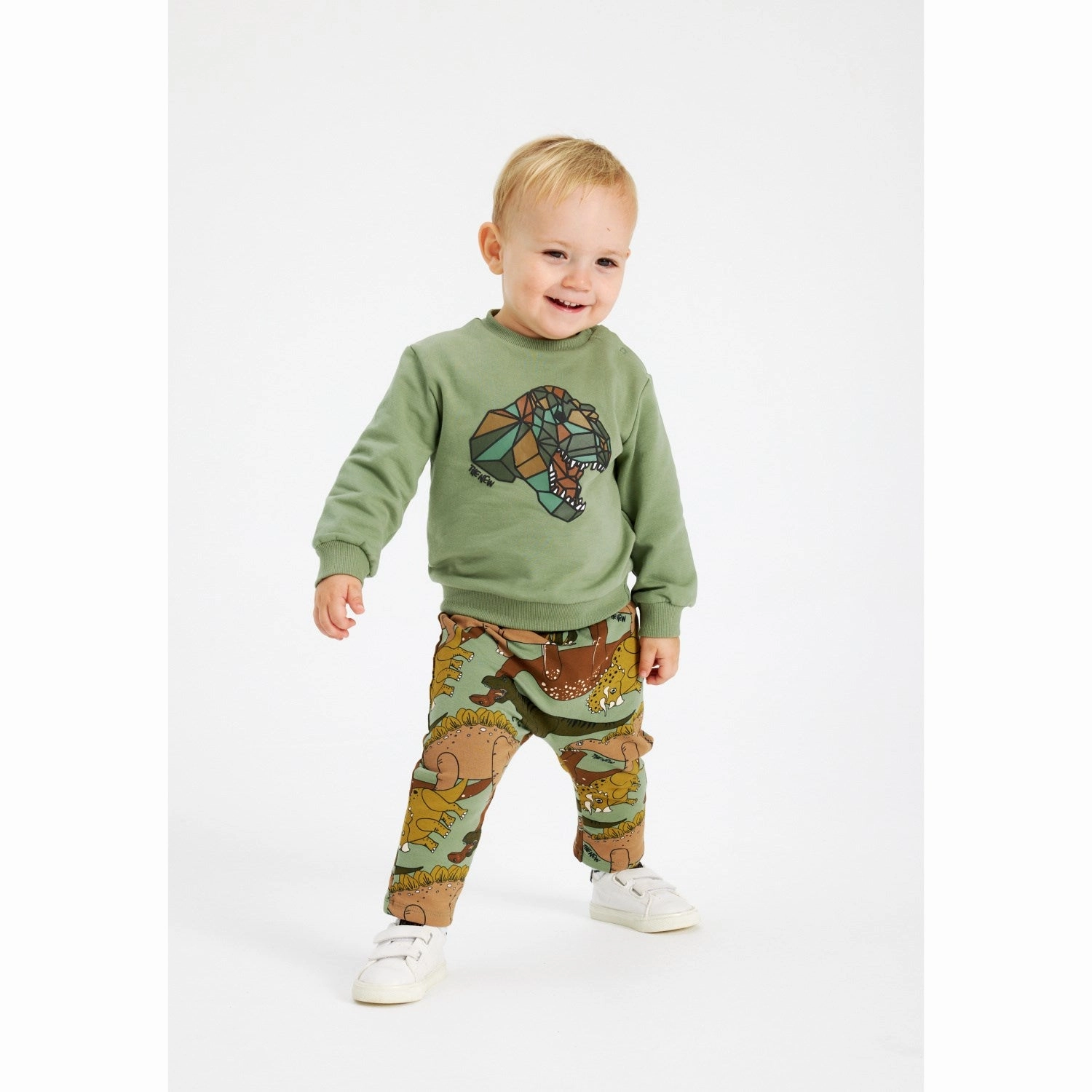 THE NEW Siblings Hedge Green Dino AOP Lee Sweatpants Wool