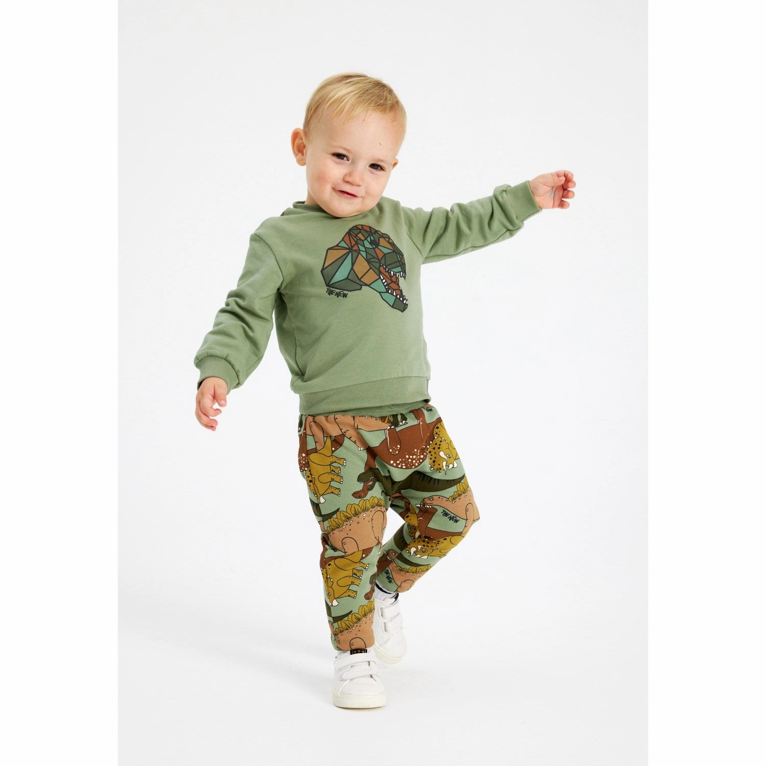 THE NEW Siblings Hedge Green Dino AOP Lee Sweatpants Wool